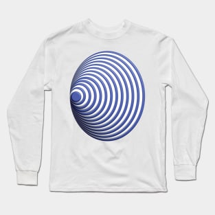 Geometric blue concentric circles 3D doodle art Long Sleeve T-Shirt